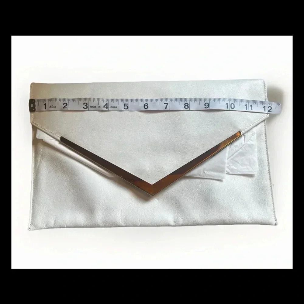 Teek-Orr Vintage Y2K Oversized Envelope White Leather Clutch - Picture 7 of 7
